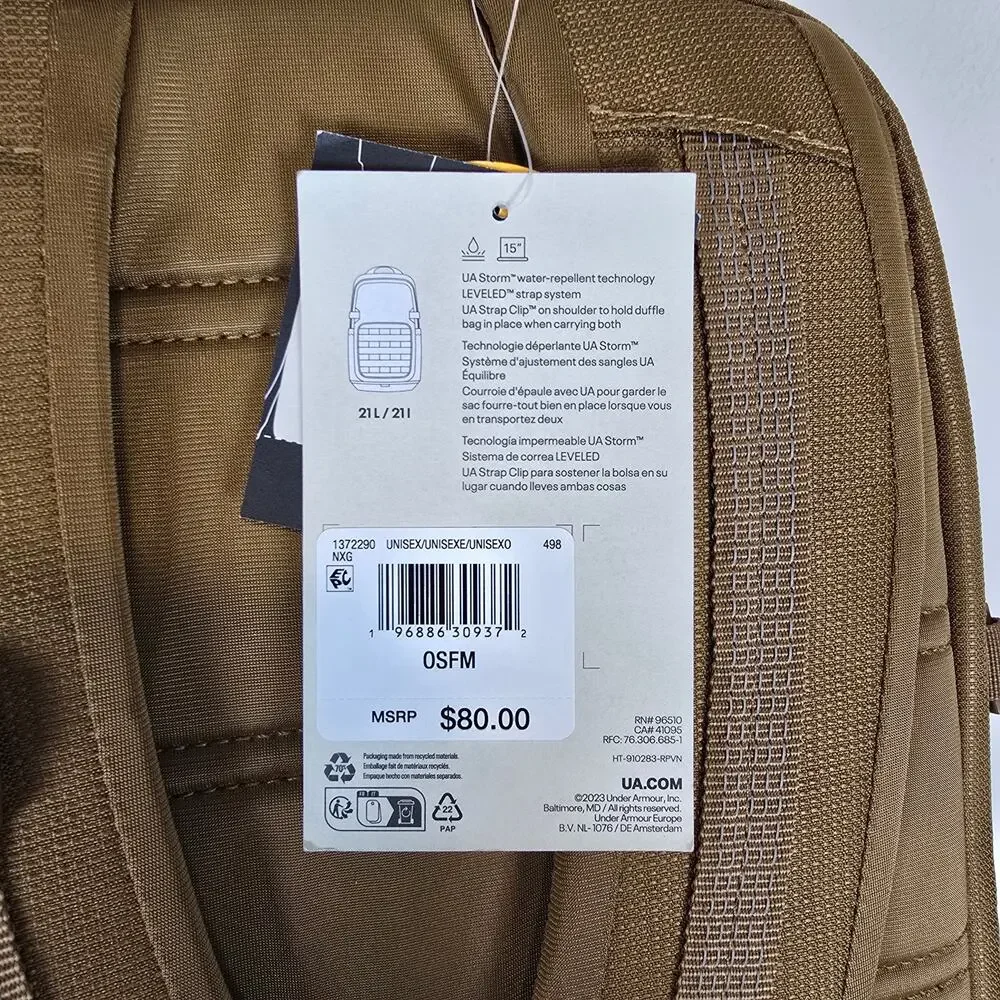 Under Armour Triumph Sport Backpack 21L Coyote Brown 1372290 498 CORDURA